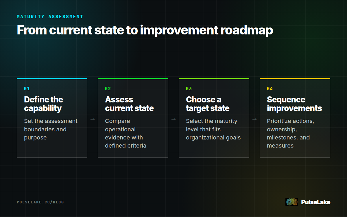 Diagram: Four steps for assessing capability maturity and planning improvements